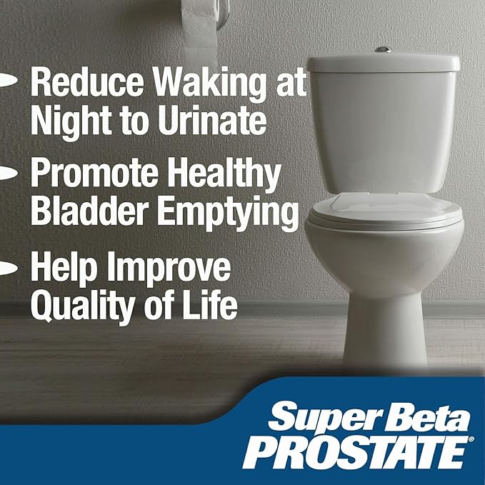 SUPER BETA PROSTATE Support Supplement for Men's Health - Reduce Bathroom Trips Promote Sleep Better Bladder Emptying &amp Healthy Prostate Beta Sitosterol - 60 Count (Pack of 2)