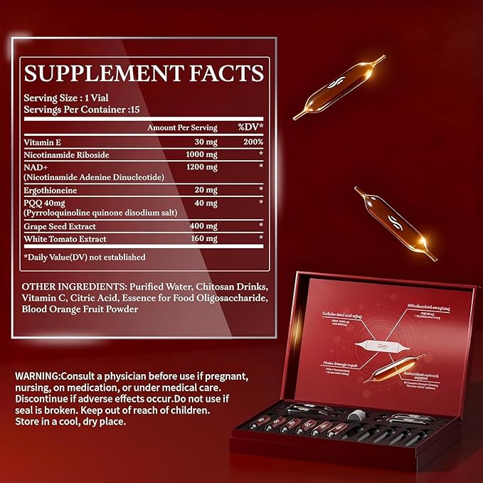 NAD Liquid Supplement 1200mg – Advanced Cellular Energy &amp Renewal Support – Fast-Absorbing NAD Formula for Focus Vitality &amp Daily Wellness – Clean Natural Flavor 15 Servings