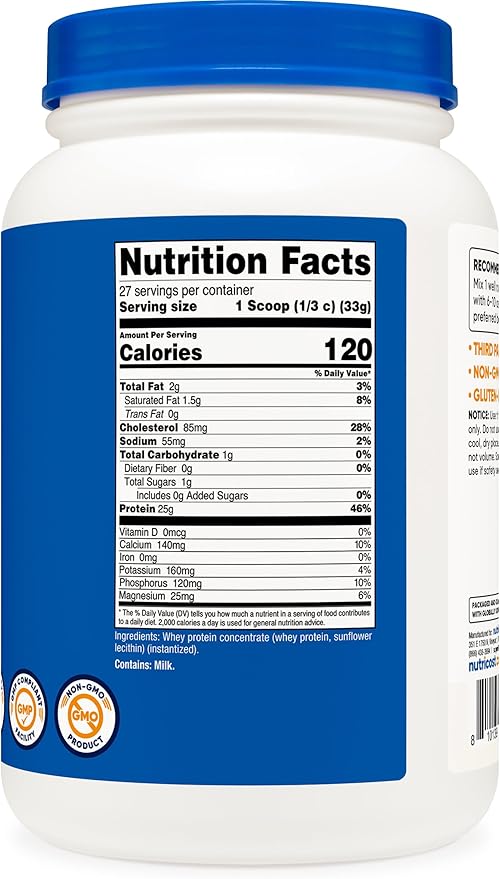 Nutricost Whey Protein Concentrate (Unflavored) 2LBS - Gluten Free &amp Non-GMO