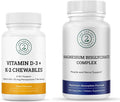 Magnesium Bisglycinate + Vitamin D3 K2 Complex Bundle | Bone Strength Muscle Relaxation Calcium Support Immunity Heart Health &amp Daily Wellness