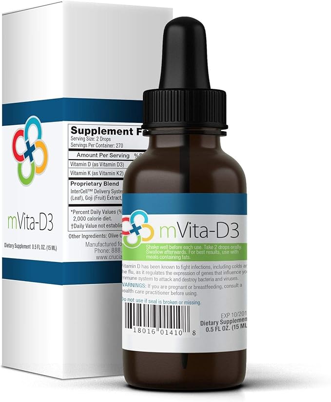 New Premium Vitamin D3 with K2 Liquid Drops – Includes Organic Aloe Vera Goji for Absorption – Supports Immune &amp Bone Health – 4833 IU of D3 &amp 63mcg of K2 MK7 Per Serving