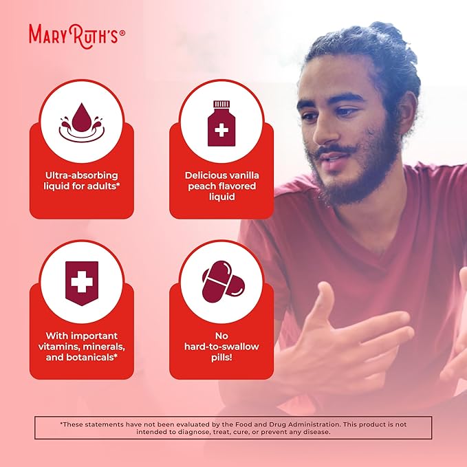 MaryRuth Organics Multivitamin for Men | USDA Organic | Sugar Free Mens Multivitamin Liposomal | Liquid Vitamins for Men | Immune Support Supplement &amp Overall Wellness | Vegan | 14-0.5 Fl Oz Pouch
