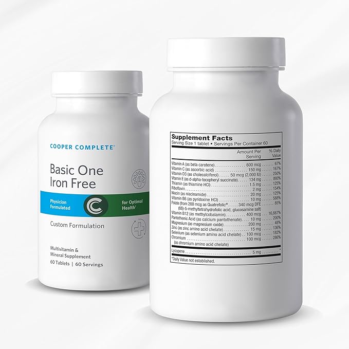Cooper Complete - Basic One Multivitamin Iron Free - Daily Multivitamin and Mineral Supplement Plus Fish Oil Supplement - 60 Day Supply