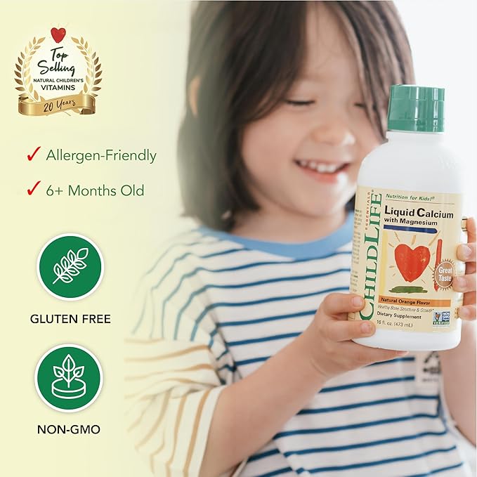 ChildLife Essentials Liquid Calcium Supplement for Kids - Baby Calcium with Magnesium Zinc and Vitamin D3 - Orange Flavor 16 fl oz (2 Pack)