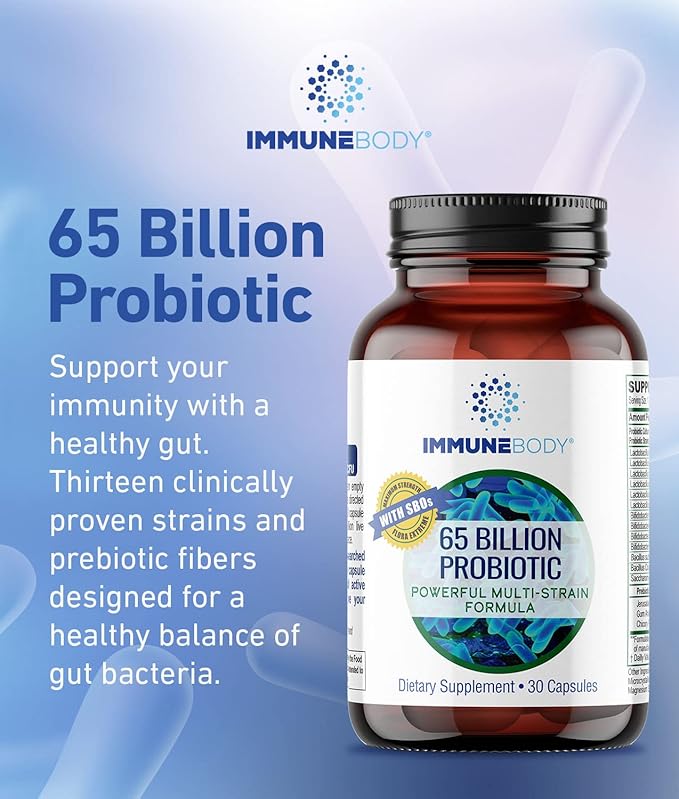 Ultimate Digestive Health Probiotic - 65 Billion CFU 13 Probiotic Strains SBOs Prebiotic | Immune Support | Men &amp Women | Digestive Health Probiotics | Gut Health - 30 Capsules