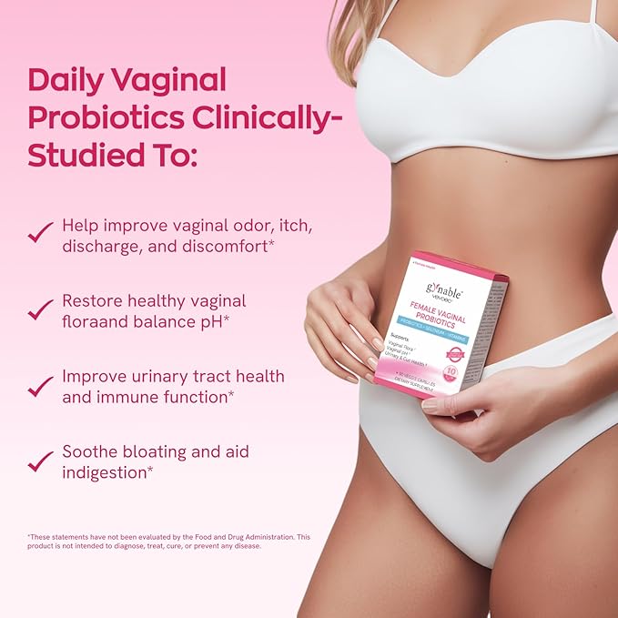 Gynable Vaginal Probiotics for WomenFemale Probiotic for pH Balance with Lactobacillus 10 Billion CFU Probiotics BlendSelenium-Vitamin D3Promote Healthy Vaginal Odor &amp Vaginal Flora90 Count