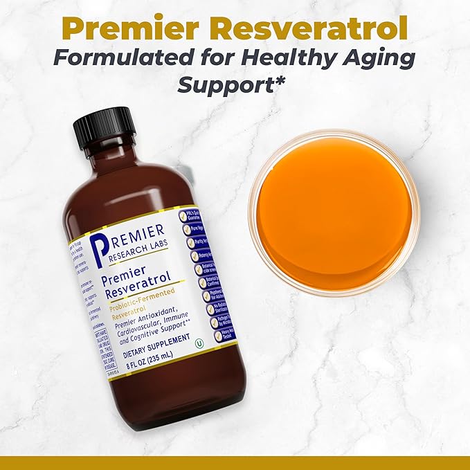 Premier Research Labs Resveratrol - Resveratrol Liquid Supplement Trans Resveratrol Antioxidant Support for Heart Health &amp Blood Flow Aging Support 180 mg Per Teaspoon - 8 Fl Oz