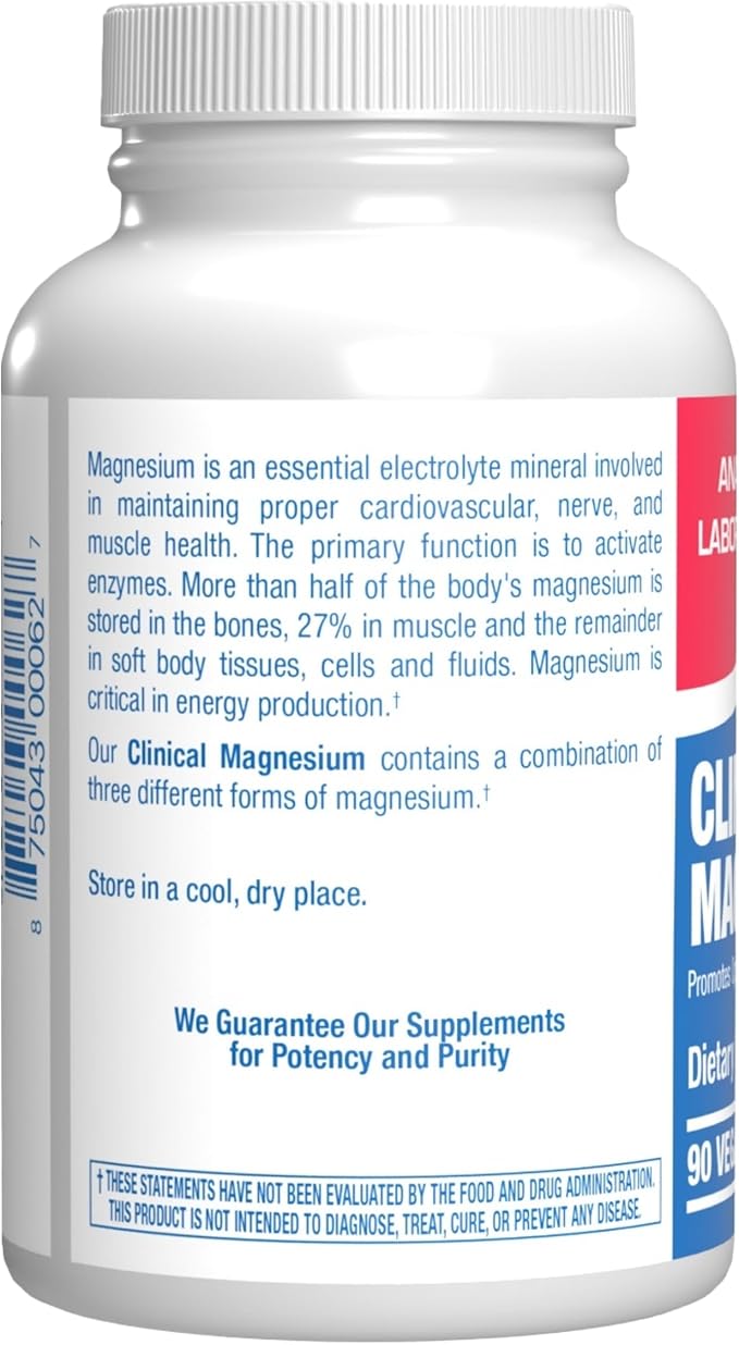 Triple Magnesium Complex 400 Mg - Clinical Formula Chelated Magnesium Supplement with Glycinate Malate and Citrate for Optimal Muscle Nerve Bone &amp Digestive Health Support - 1 Month Supply