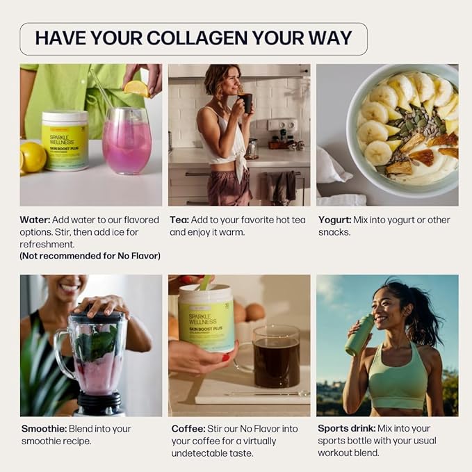 Sparkle Wellness VERISOL Bioactive Hydrolyzed Collagen Peptides | Collagen Powder Supplement with Vitamin C &amp Hyaluronic Acid for Hair Skin and Nail Health | Skin Boost Plus (No Flavor) [50-Serv