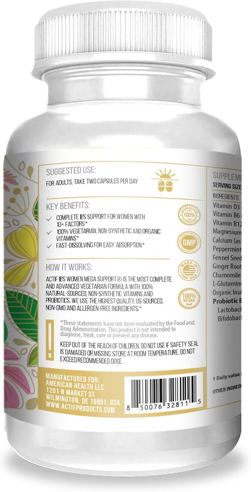 ACTIF IBS Women Maximum Support with 10+ Advanced Factors – Non GMO Made in USA 60 Count