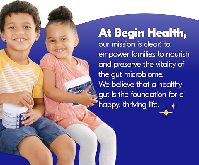 Begin Health Growing Up Prebiotics for Kids 56-Packs | Prebiotic Soluble Powder Stool Softeners and Digestive Gut Health Supplement | Ideal to Mix with Kids Daily Beverages and Soft Foods - Unflavored