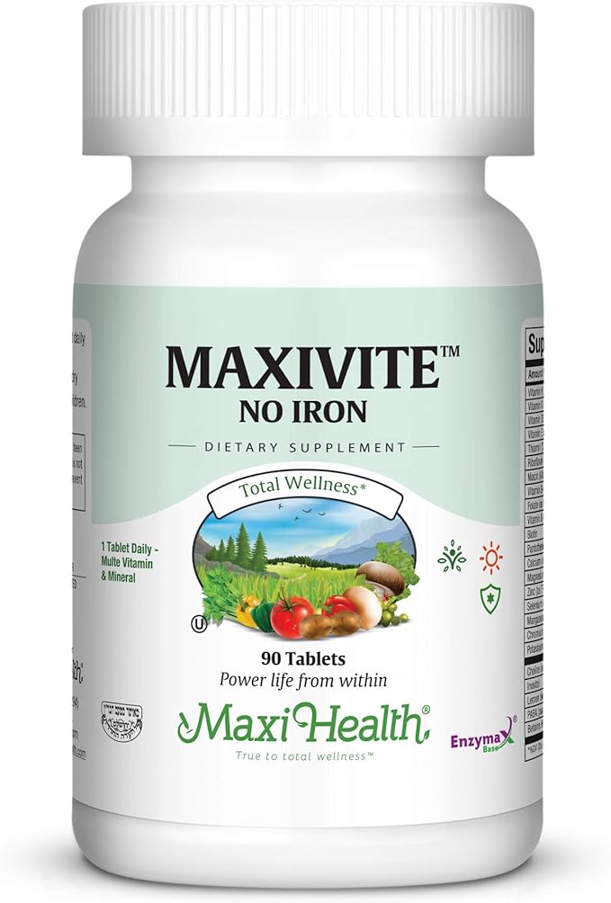 MaxiVite - No Iron - One a Day Multi Vitamin 90 Tabs - Gluten Free - Kosher
