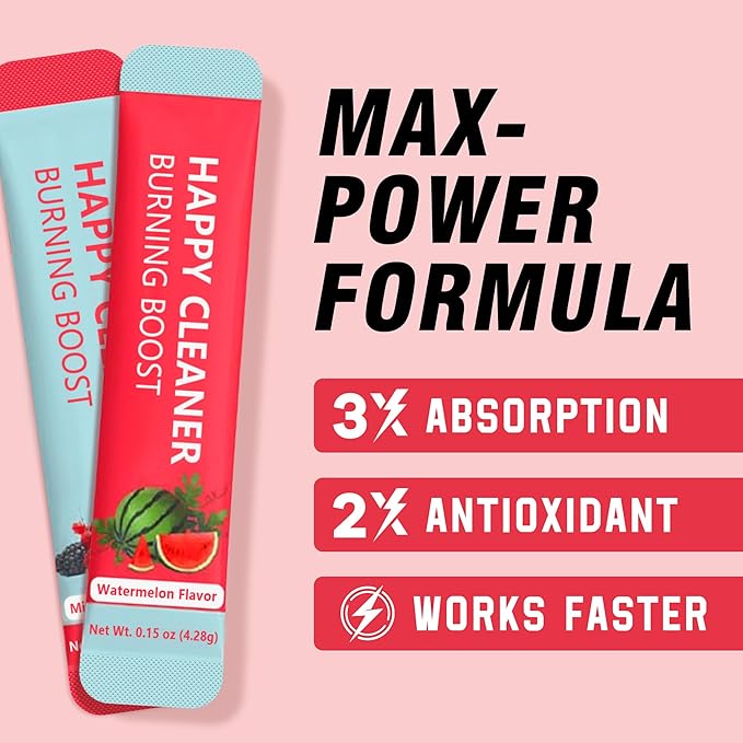 Super Happy Cleaner Powder – Berry &amp Watermelon Flavor Fiber for Digestive Support - Vegan Sugar Free &amp Non GMO