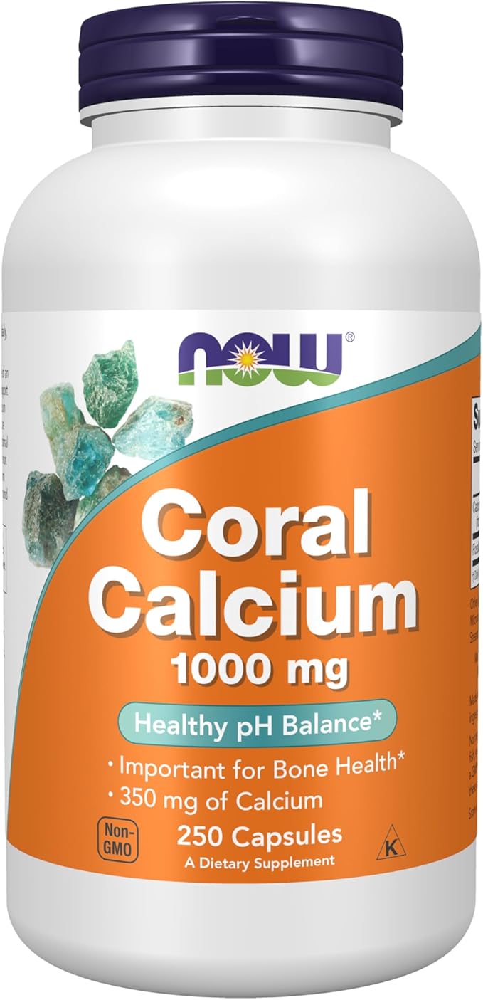 NOW Foods Supplements Coral Calcium 1000 mg Bone Health* Healthy pH Balance* 250 Veg Capsules