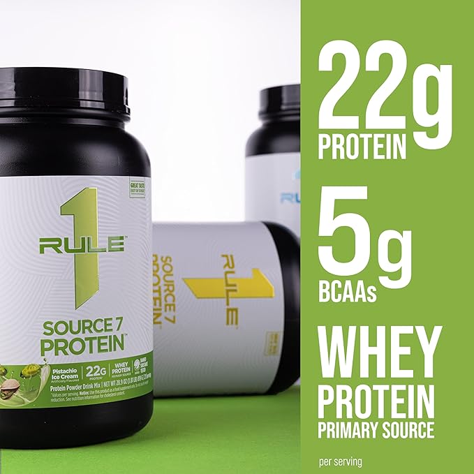 Rule 1 Source 7 Protein – Decadent Flavor Velvety Smooth Texture 22g Anytime Protein and 10g Naturally Occurring EAAs Per Serving from 7 Premium Sources (1.8 Pounds* Strawberries &amp Cream)