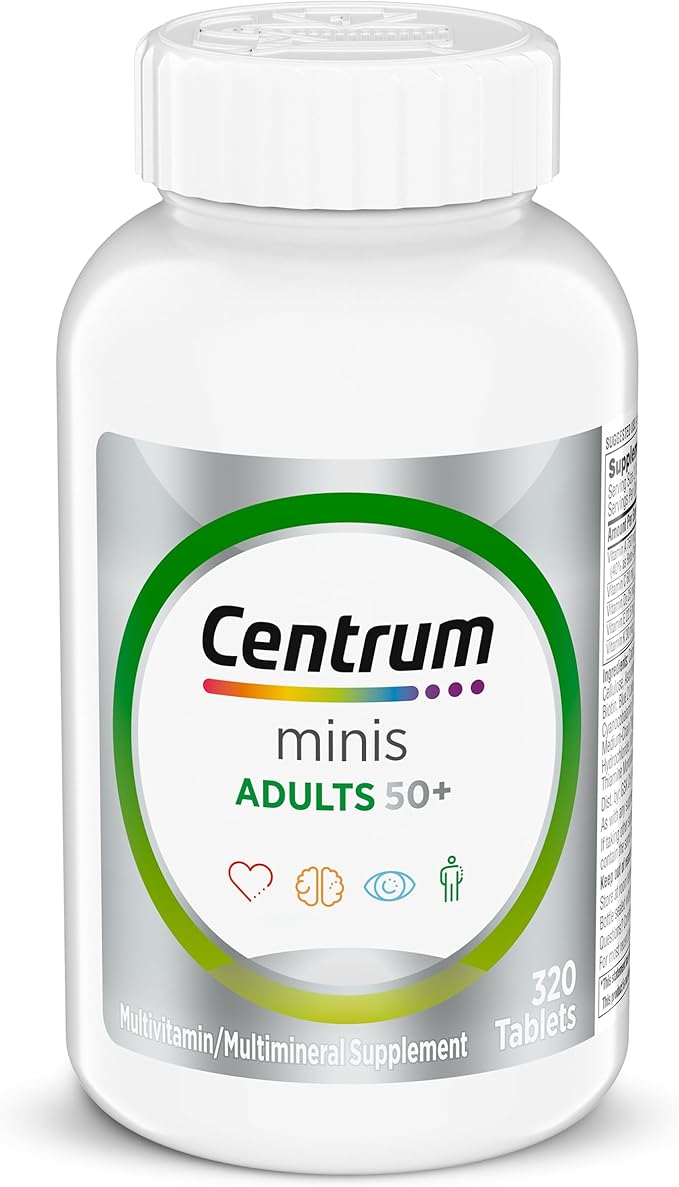 Centrum Minis Silver Multivitamin for Adults 50 Plus Multimineral Supplement Vitamin D3 B-Vitamins Gluten Free Non-GMO Ingredients Supports Memory and Cognition in Older Adults - 320 Ct