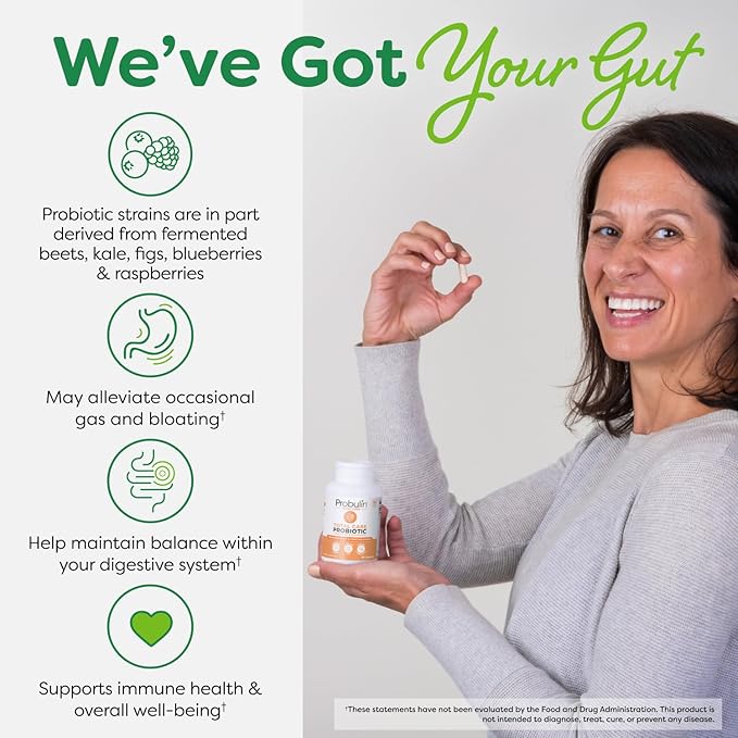 Probulin Total Care Probiotic Supplement Daily Gut Digestive and Immune Health Probiotics Capsules for Men and Women 20 Billion CFU Vegan 90 Count Bottle