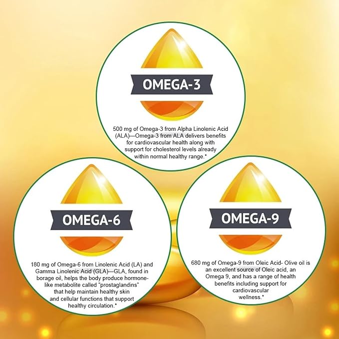 High-Potency Omega 3-6-9 100% Vegan Sourced Natural Supplement for Heart and Joint Health 2 Month Supply 120 Softgels