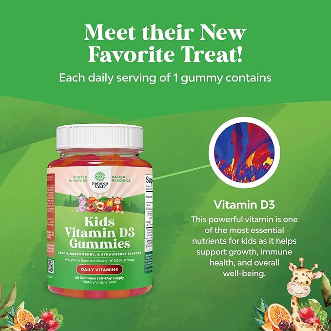 Bundle of Omega DHA Gummies for Kids - Fatty Acids Omega 3 6 9 - Vitamin C for Brain Immunity &amp Vision and Vitamin D Gummies for Kids - 1000 IU Per Serving - Immune Support Muscle Teeth &amp Bon