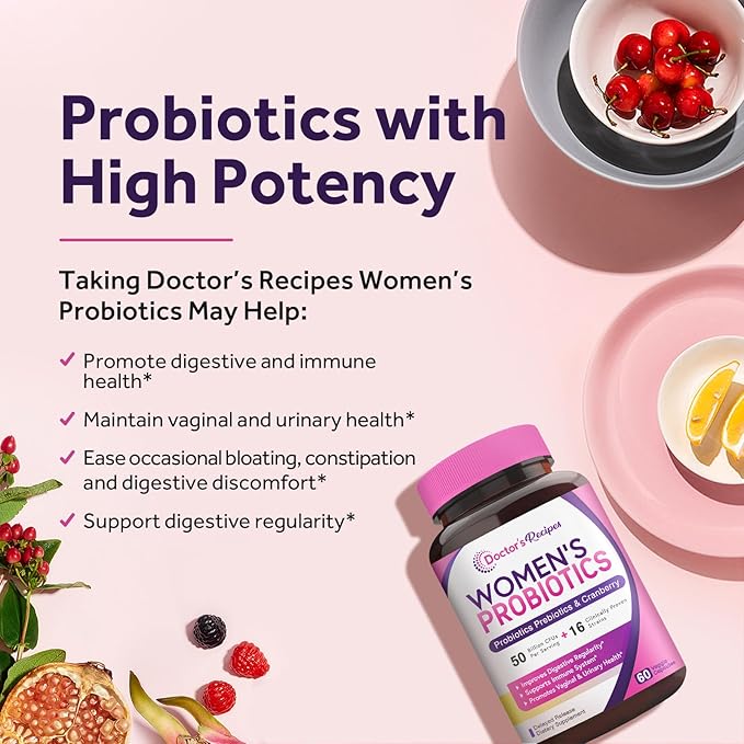 Doctor's Recipes Women's Probiotic 60 Caps&amp Vitamin B12 Methylcobalamin 5000 mcg 90 Fast Dissolve Tablets