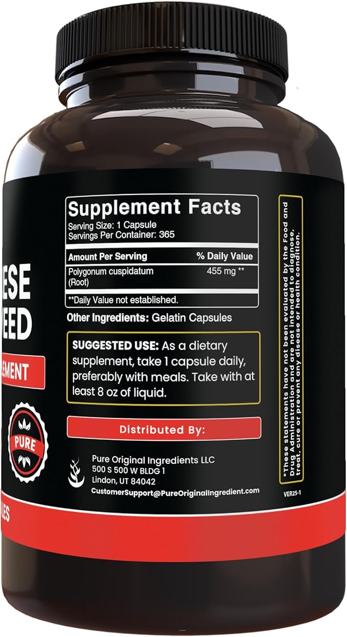 Pure Original Ingredients Japanese Knotweed (365 Capsules) No Magnesium Or Rice Fillers Always Pure Lab Verified