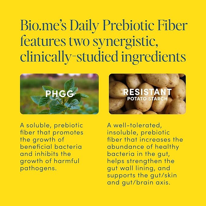 Bio.me Daily Prebiotic Fiber Lemonade with Electrolytes - 7g Per Serving - Soluble Fiber Supplement Powder for Women &amp Men - Digestive Health Gut Health &amp Hydration - Sugar Free - 30 Servings
