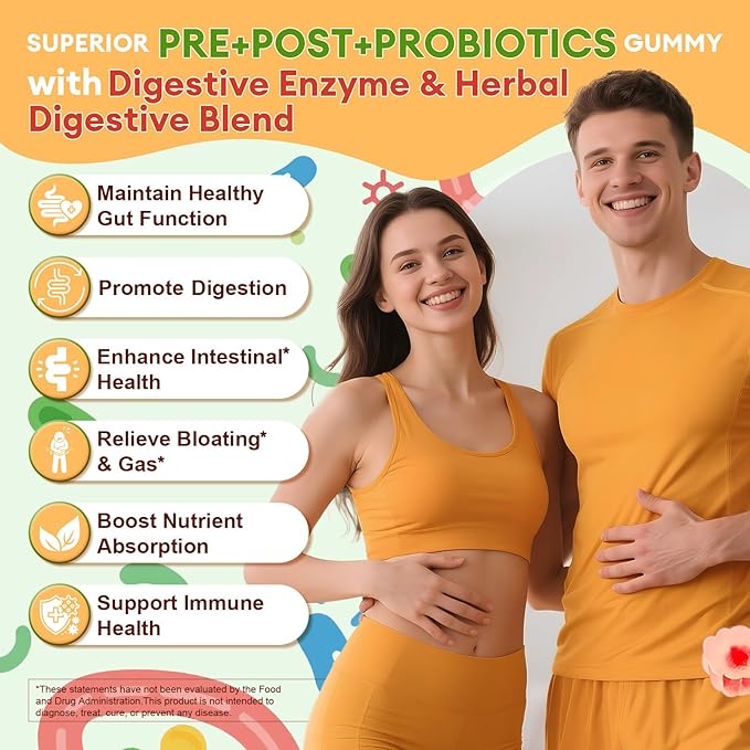 Totaria Men's Multivitamin Gummies &amp Probiotic Prebiotic Postbiotic Gummies Bundle Strawberry Flavor