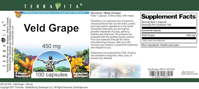 Veld Grape - 450 mg (100 Capsules ZIN: 521570)