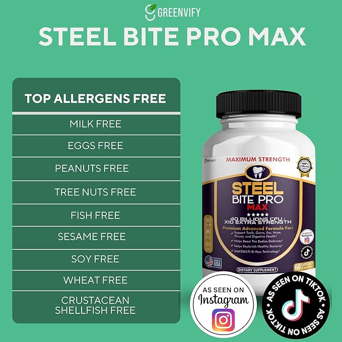 Steel Bite Pro Max Probiotic Supplement 40 Billion CFU 60 Capsules 30 Day Supply (1)