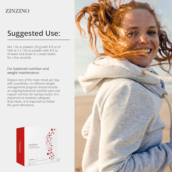 Zinzino LeanShake Strawberry - Whey Protein Powder for Healthy Body Balance Muscle Building &amp Gut Health - Lean Body Protein Shake - (16 x 30g)