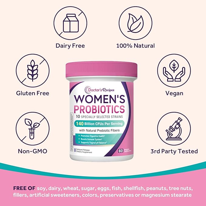 Doctor's Recipes Value Bundle (120 Capsules): Glutathione with Milk Thistle + 140B Women's Probiotic with Organic Prebiotics