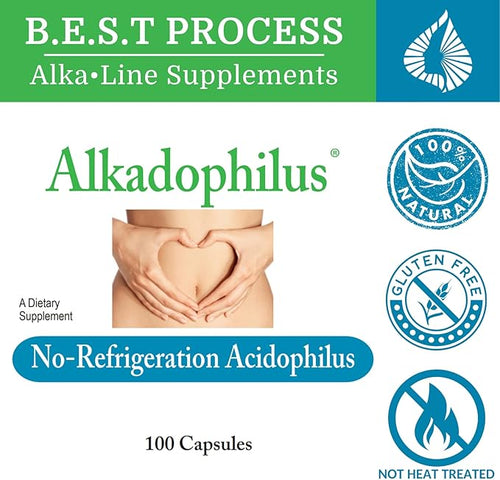 Alkadophilus (3 Pack) Best Process Alkaline — No Refrigeration Probiotic &amp Prebiotic Digestive Supplement — 1.5 Billion CFU of Good Bacteria &amp Beetroot