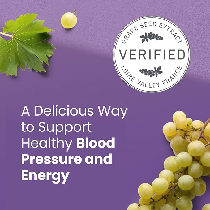 HumanN SuperGrapes Chews Supplement – 100mg CoQ10 and Grape Seed Extract – from The Makers of SuperBeets - Grape Flavor 60 Count