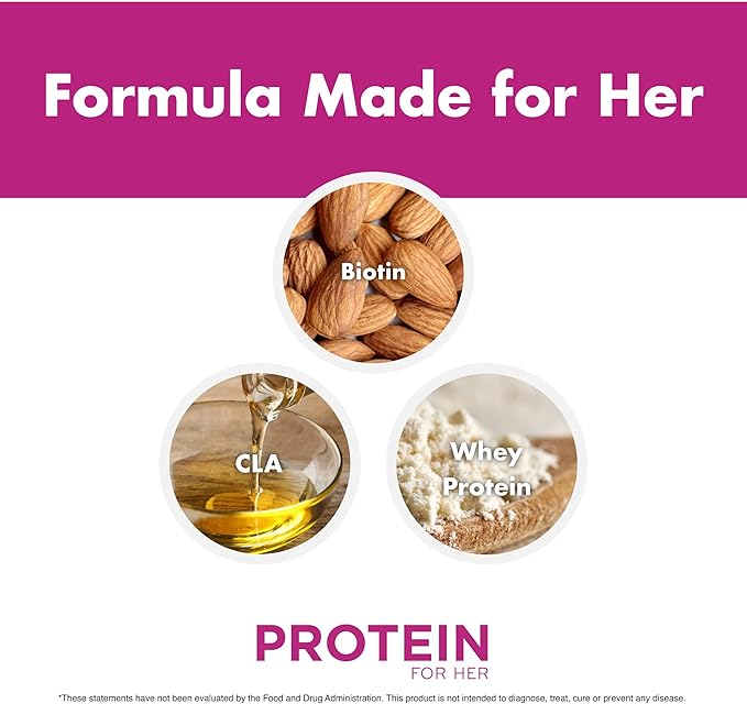 FoxyFit Protein for Her Caramel Mocha Whey Protein Powder with CLA and Biotin for a Healthy Glow (1.85 lbs)