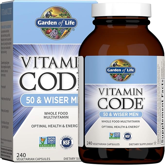 Garden of Life Multivitamin for Men - Vitamin Code 50 &amp Vegetarian Omega 3 6 9 Supplement - Raw CoQ10 Chia Seed Oil Whole Food Nutrition with Antioxidant Support