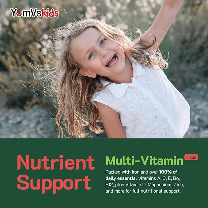 YUM-V'S Probiotics &amp Multivitamin Bundle for Kids – Probiotic with Prebiotic Fiber Chocolate Bears + Multivitamin &amp Multimineral with Iron Chewables – Digestive Immune &amp Overall Health Su