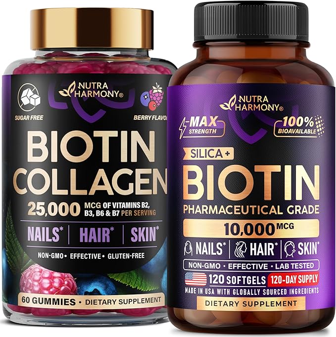 NUTRAHARMONY Biotin Collagen Gummies &amp Biotin with Silicon Softgels