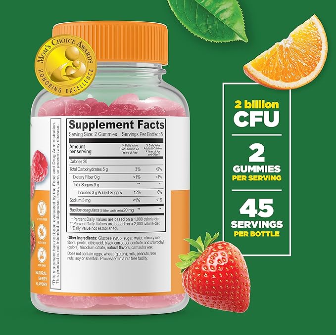 Lifeable Calcium Magnesium &amp Zinc Kids + Probiotic 2 Billion CFU Kids Gummies Bundle - Great Tasting Vitamin Supplement Gluten Free GMO Free Chewable Gummy