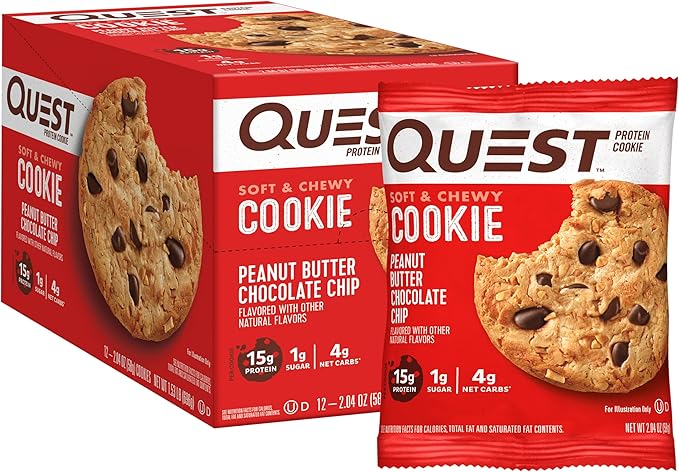 Quest Mint Chocolate Chunk Protein Bars High Protein Low Carb Gluten Free Keto Friendly 12 Count and Peanut Butter Chocolate Chip High Protein Cookie Keto Friendly Low Carb 24.5 Oz 12 Count