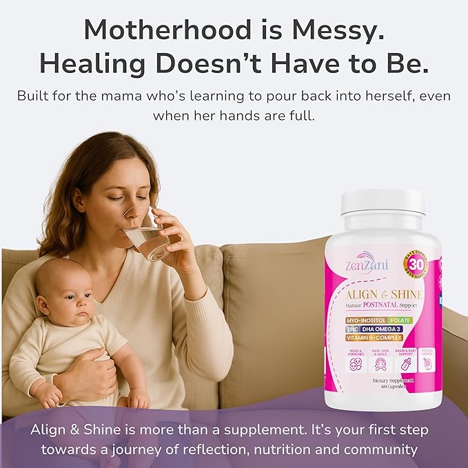 Align &amp Shine Postnatal Vitamins for Women - DHA Iron Folate Vitamin B12 &amp Myo-Inositol | Postpartum Recovery - Breastfeeding Friendly - 1 Month Supply (60 Capsules)