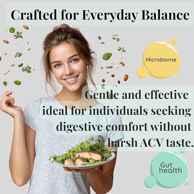 Sun Vitals MetaboDigest – ACV Apple Cider Vinegar Capsules with Digestive Enzymes Prebiotic Fiber &amp Probiotic | Digestive Health &amp Bloating Relief | Gut Balance for Women &amp Men | 60 Capsu