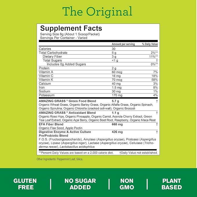 Amazing Grass Greens Blend Superfoods Powder (Original + Antioxidant)