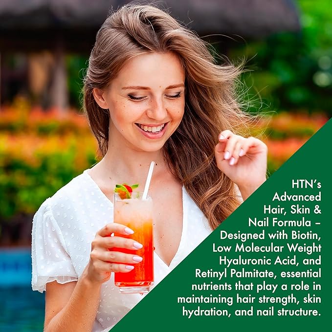 Health Thru Nutrition Skineu Hair Skin &amp Nails+ Gummies | Biotin 5000mcg Hyaluronic Acid Retinyl Palmitate | Beauty Support - Strength &amp Hydration | Strawberry Piña Colada Flavor | 60 Gummi