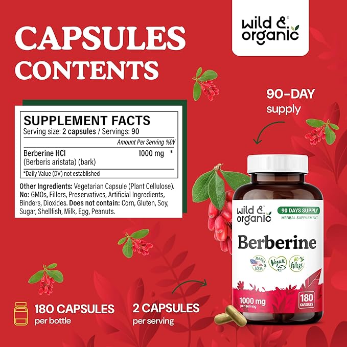 Wild &amp Organic Inulin 180 Capsules &amp Berberine 180 Capsules