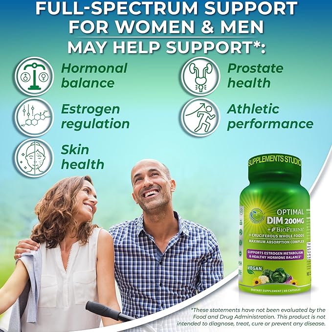 Vegan Bundle for Hormone Balance Energy Immunity Bundle – Women’s Daily Multivitamin 50+ with Organic Superfood Blend + DIM 200mg Supplement with BioPerine® – Non-GMO Clean Daily Wellness Support