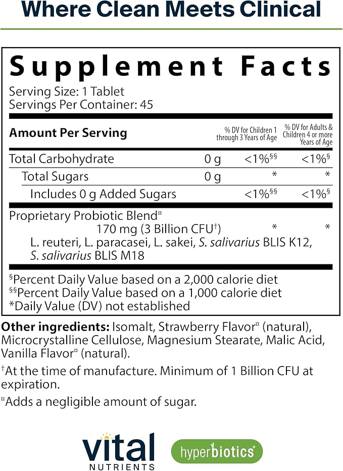 Hyperbiotics Vital Nutrients Children’s Health Bundle – ENT Formula with BLIS (45 Sugar-Free Strawberry-Vanilla Chewables) &amp Daily Digestive Support (60 Sugar-Free Orange Tablets) for Gut &amp Im