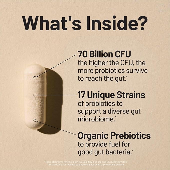 NatureWise [1] Probiotics 70 Billion CFU + Organic Prebiotics - 30 Capsules[1-Month Supply] + [1] Ashwagandha for Stress + GABA &amp L-Theanine - 60 Capsules[30-Day Supply]