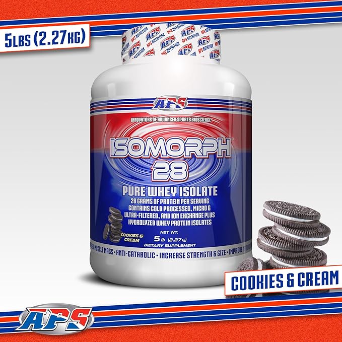 APS Nutrition Isomorph 28 Protein Powder | Pure Whey Isolate | Cold Pressed Ultra- Filtered &amp Ion Exchange Isolates | 28g Protein | 5 Pound (Cookies &amp Cream)