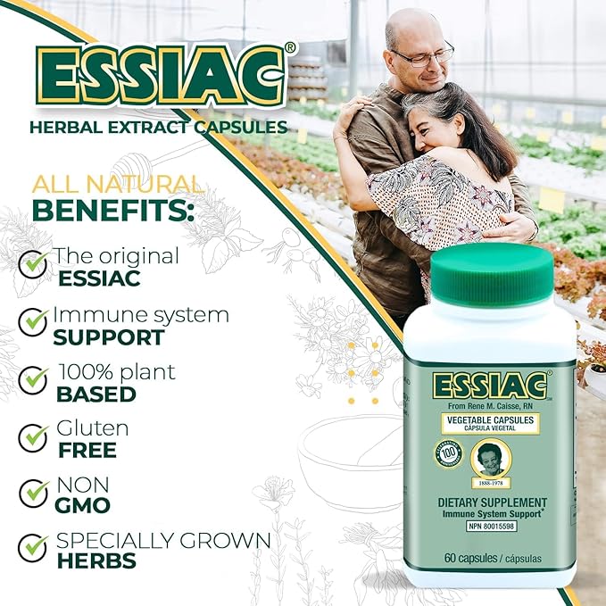 Essiac Tea All-Natural Herbal Extract Capsules – 60 Capsules | Powerful Antioxidant Blend to Help Promote Overall Health &amp Well-Being | Original Formula Since 1922 (Pack of 2)