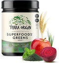 TERRA ORIGIN Healthy Superfood Greens Powder Drink with Probiotics &amp Ashwagandha | Adaptogen &amp Digestive Enzyme Fruit and Veggie Blend | for Gut Health Energy Immune Support* | 30 Servings |